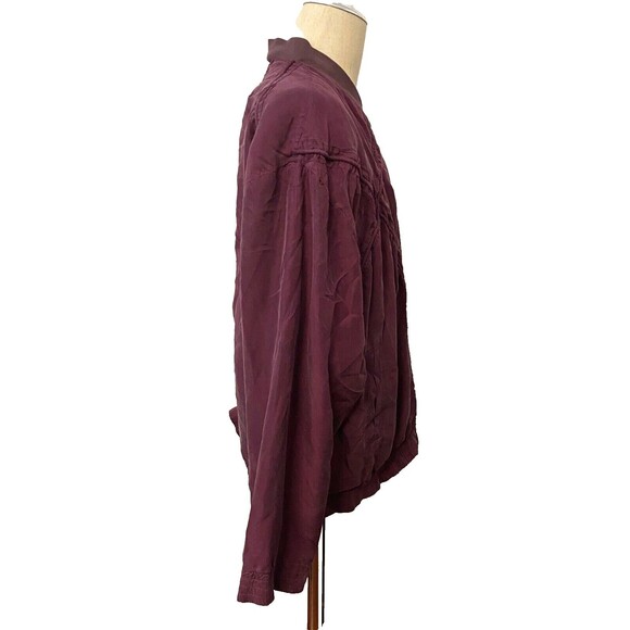 Vintage TULLIANO 100% Silk Track Bomber Jacket Men's XXL Burgundy Zip Lined - Picture 3 of 11